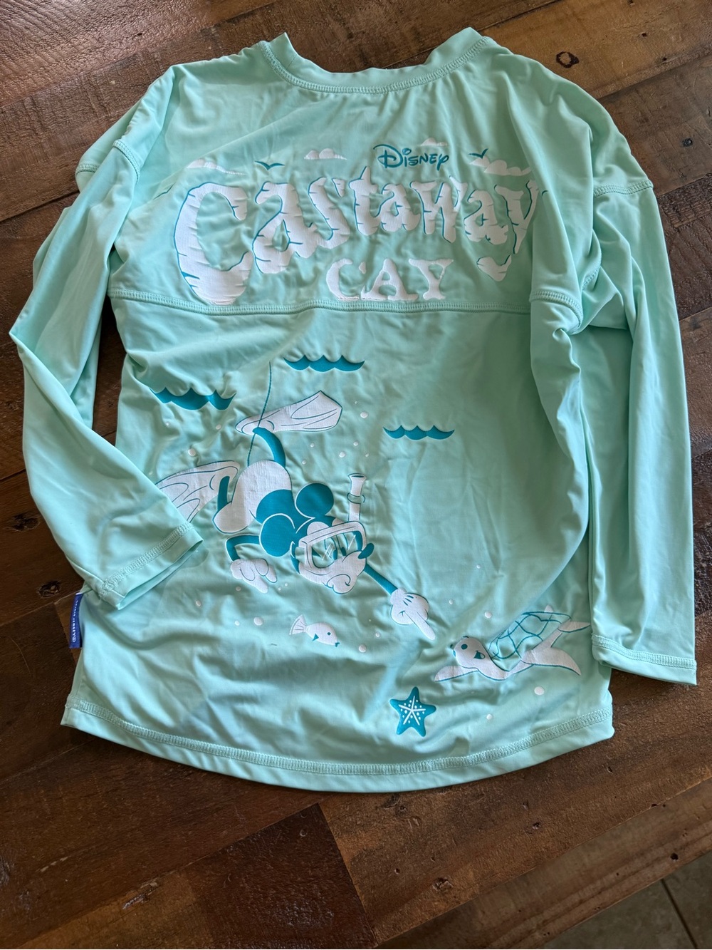 Disney Kids Mint Green Castaway Cay Rashguard Swim Shirt